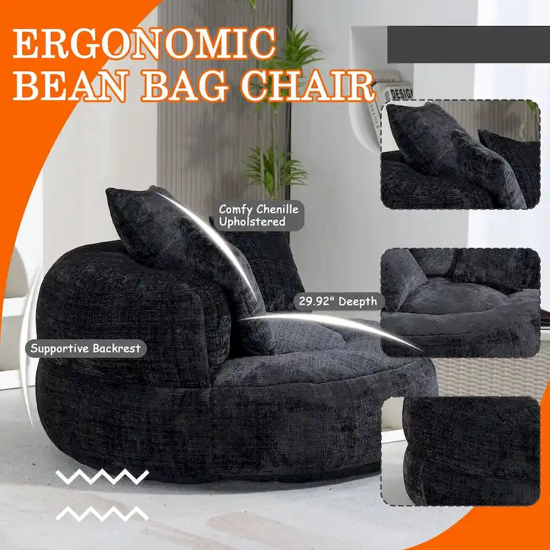 Fauteuil poire haut dossier en chenille