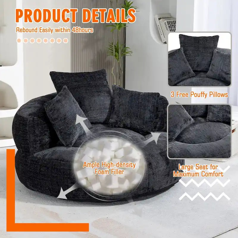 Fauteuil poire haut dossier en chenille