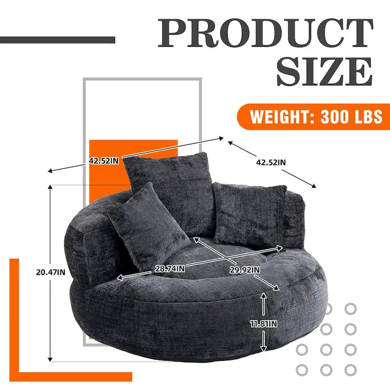 Fauteuil poire haut dossier en chenille