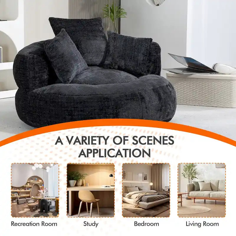 Fauteuil poire haut dossier en chenille