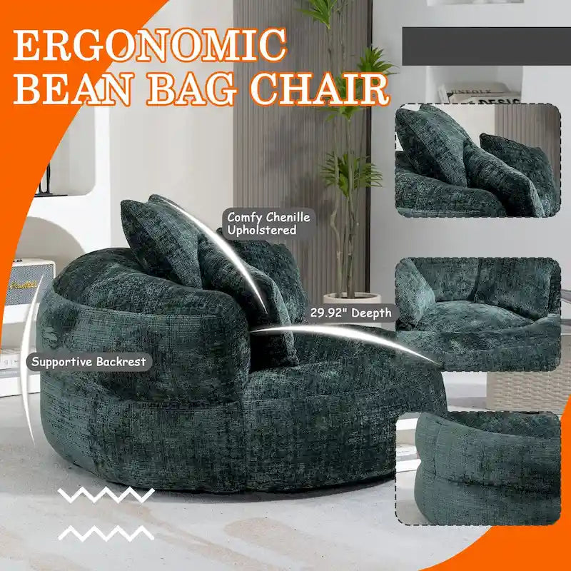 Fauteuil poire haut dossier en chenille