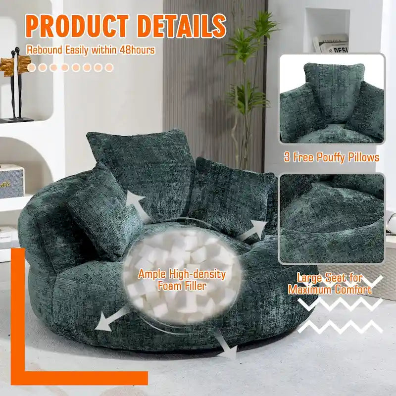 Fauteuil poire haut dossier en chenille