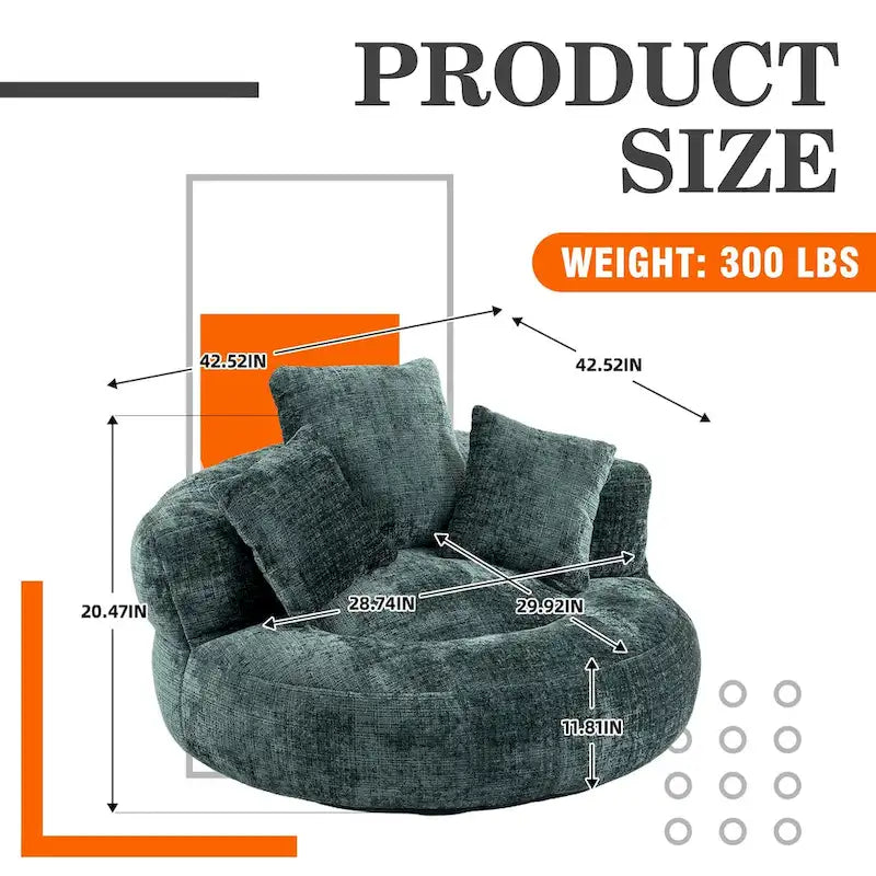 Fauteuil poire haut dossier en chenille