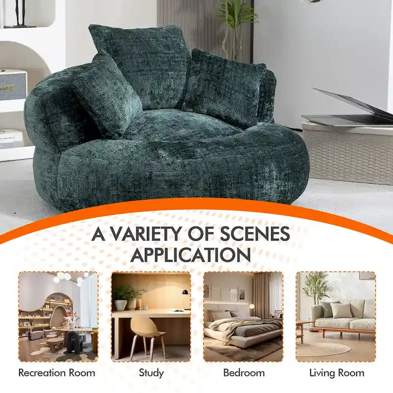 Fauteuil poire haut dossier en chenille