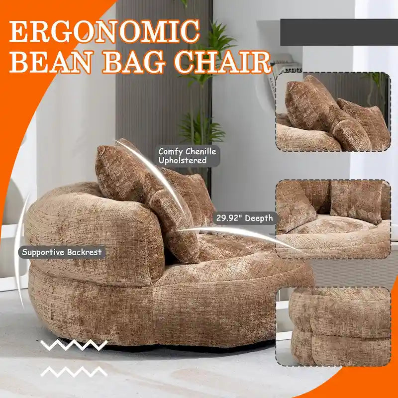 Fauteuil poire haut dossier en chenille