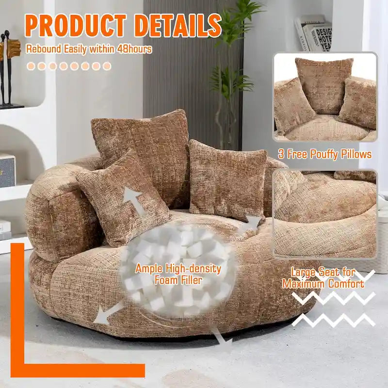 Fauteuil poire haut dossier en chenille
