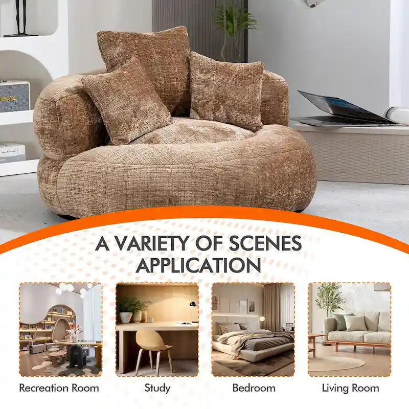 Fauteuil poire haut dossier en chenille