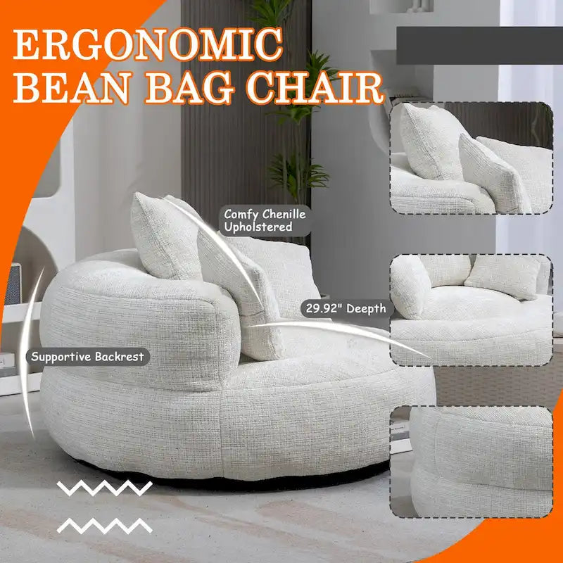 Fauteuil poire haut dossier en chenille