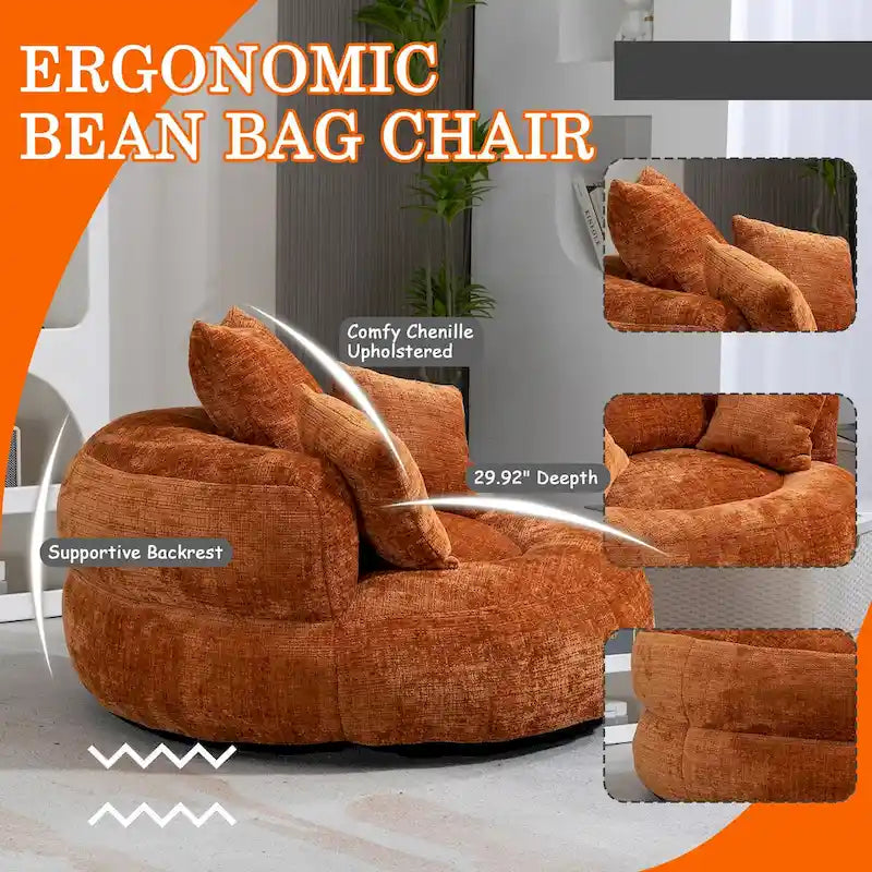 Fauteuil poire haut dossier en chenille