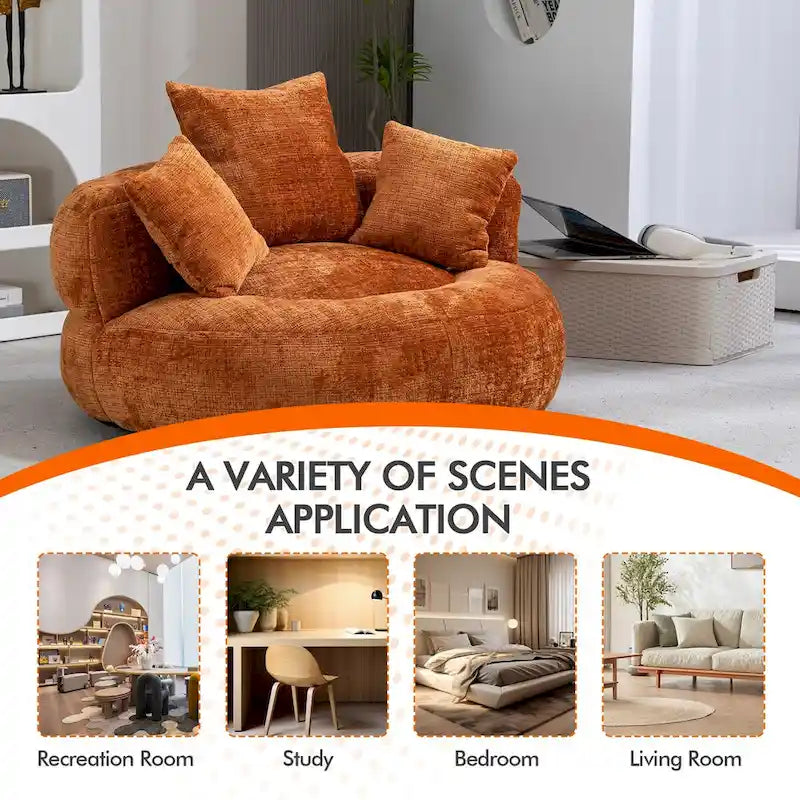 Fauteuil poire haut dossier en chenille