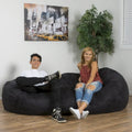 Pouf Cylindrique en Daim Noir de 2,40 m