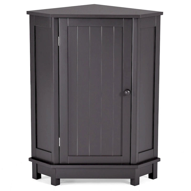 Meuble d'angle de salle de bain triangulaire avec étagère - 17,5" x 17,5" x 31,4"