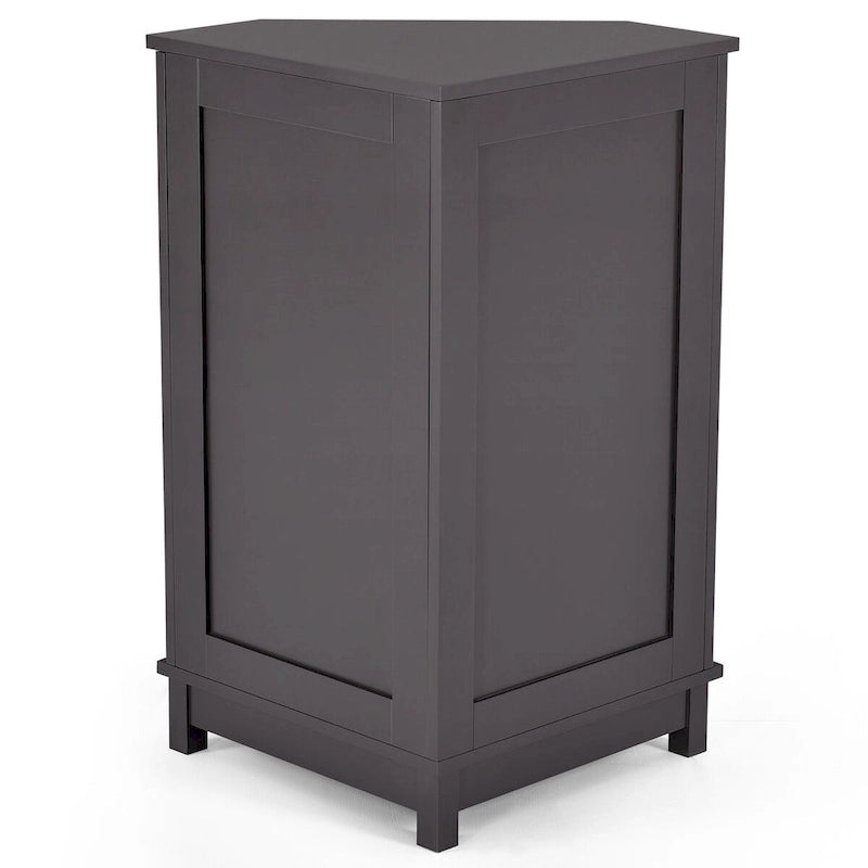 Meuble d'angle de salle de bain triangulaire avec étagère - 17,5" x 17,5" x 31,4"