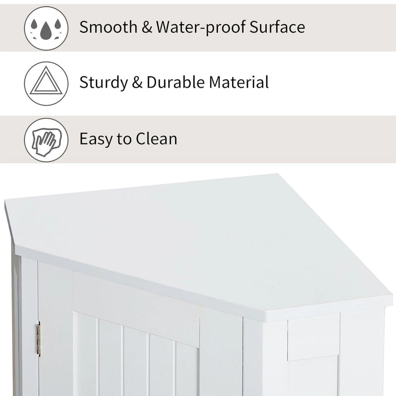 Meuble d'angle de salle de bain triangulaire avec étagère - 17,5" x 17,5" x 31,4"