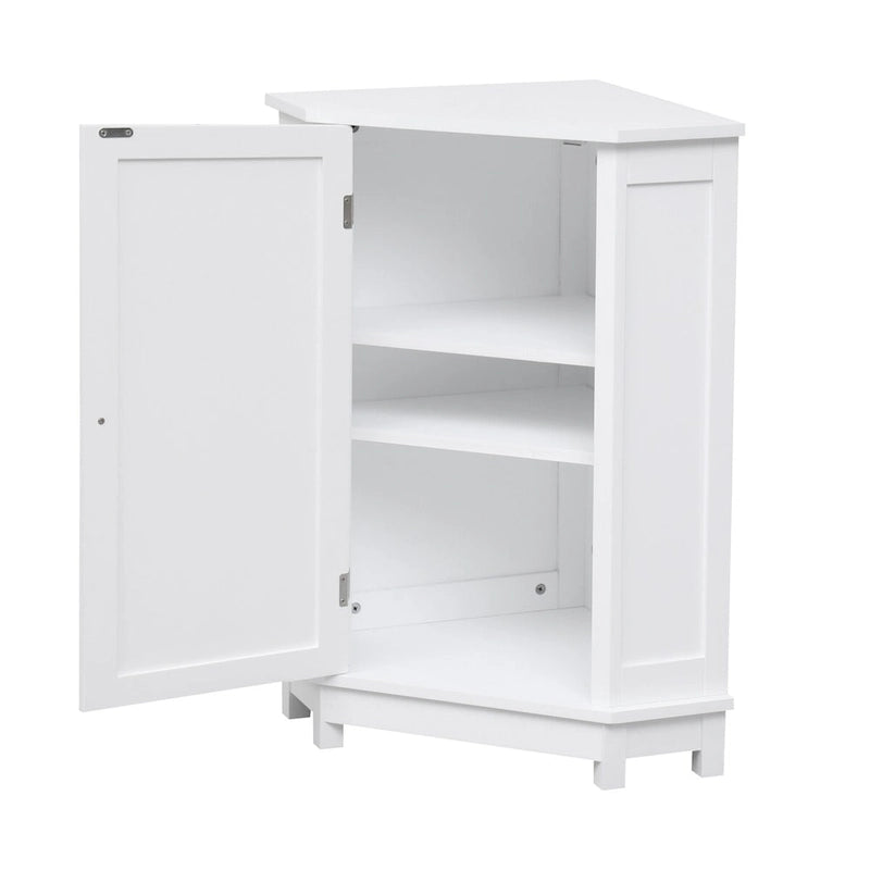 Meuble d'angle de salle de bain triangulaire avec étagère - 17,5" x 17,5" x 31,4"