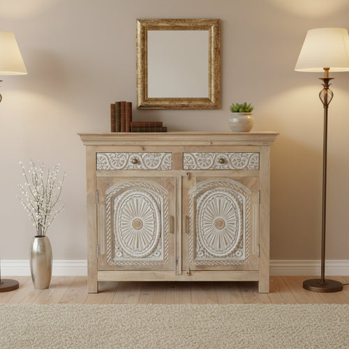 Clara 2-drawer 2-door Carved Solid Wood Sideboard