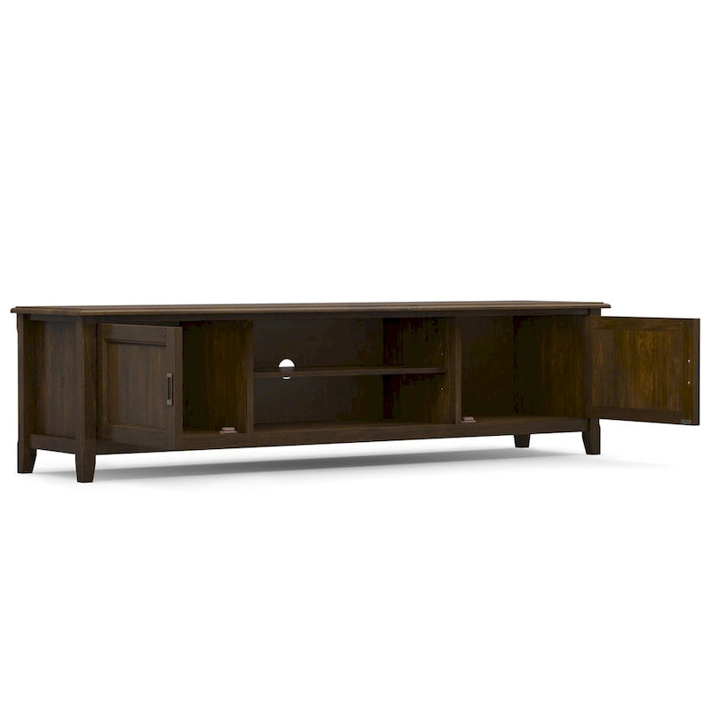 Meuble TV en bois massif de 183 cm de large pour téléviseurs jusqu'à 203 cm