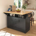 Kitchen Island with 2 Drop Leaf, Rolling Cart on 5 Wheels, Power Outlet, Folding Dining Table, Spice & Towel Rack, 3 Drawers