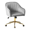 Velvet Tufted Adjustable Height Swivel Office Vanity Chair with Gold Base