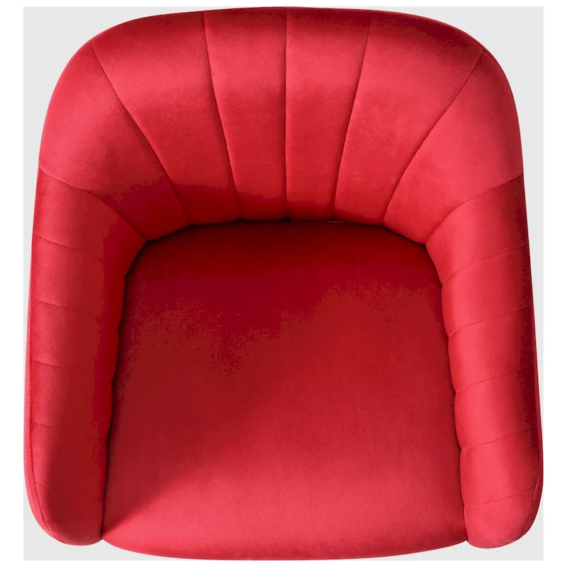 Velvet Tufted Adjustable Height Swivel Office Vanity Chair with Gold Base