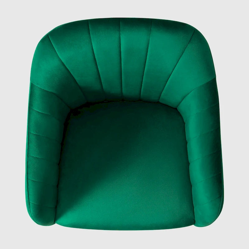 Velvet Tufted Adjustable Height Swivel Office Vanity Chair with Gold Base
