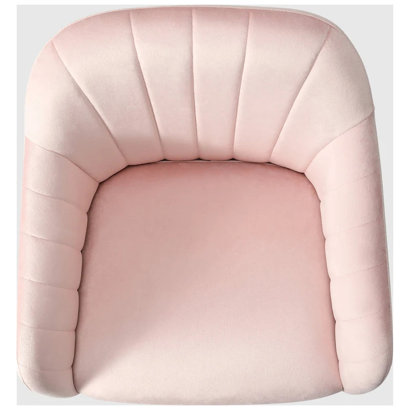 Velvet Tufted Adjustable Height Swivel Office Vanity Chair with Gold Base